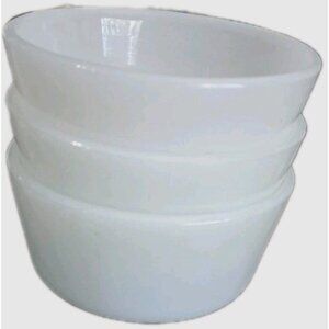 Fire King Anchor Hocking Vintage 3 Ramekins 6 oz Custard Cups White Milk Glass